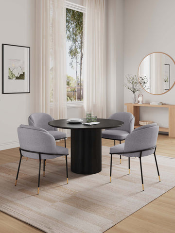 Manhattan Comfort Flor and Hathaway Modern Industry Chic 5-Piece Dining Set in Gray and Black