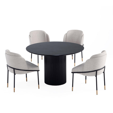 Manhattan Comfort Flor and Hathaway Modern Industry Chic 5-Piece Dining Set in Wheat and Black