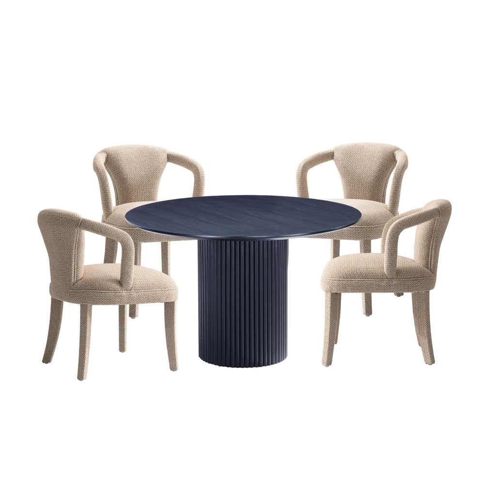 Manhattan Comfort Hathaway and Palmer Modern Industry Chic 5-Piece Dining Set in Ivory and Black