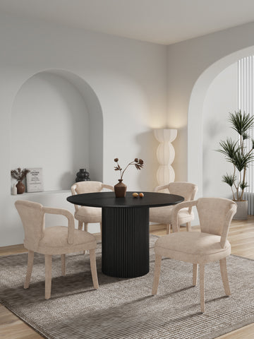 Manhattan Comfort Hathaway and Palmer Modern Industry Chic 5-Piece Dining Set in Ivory and Black