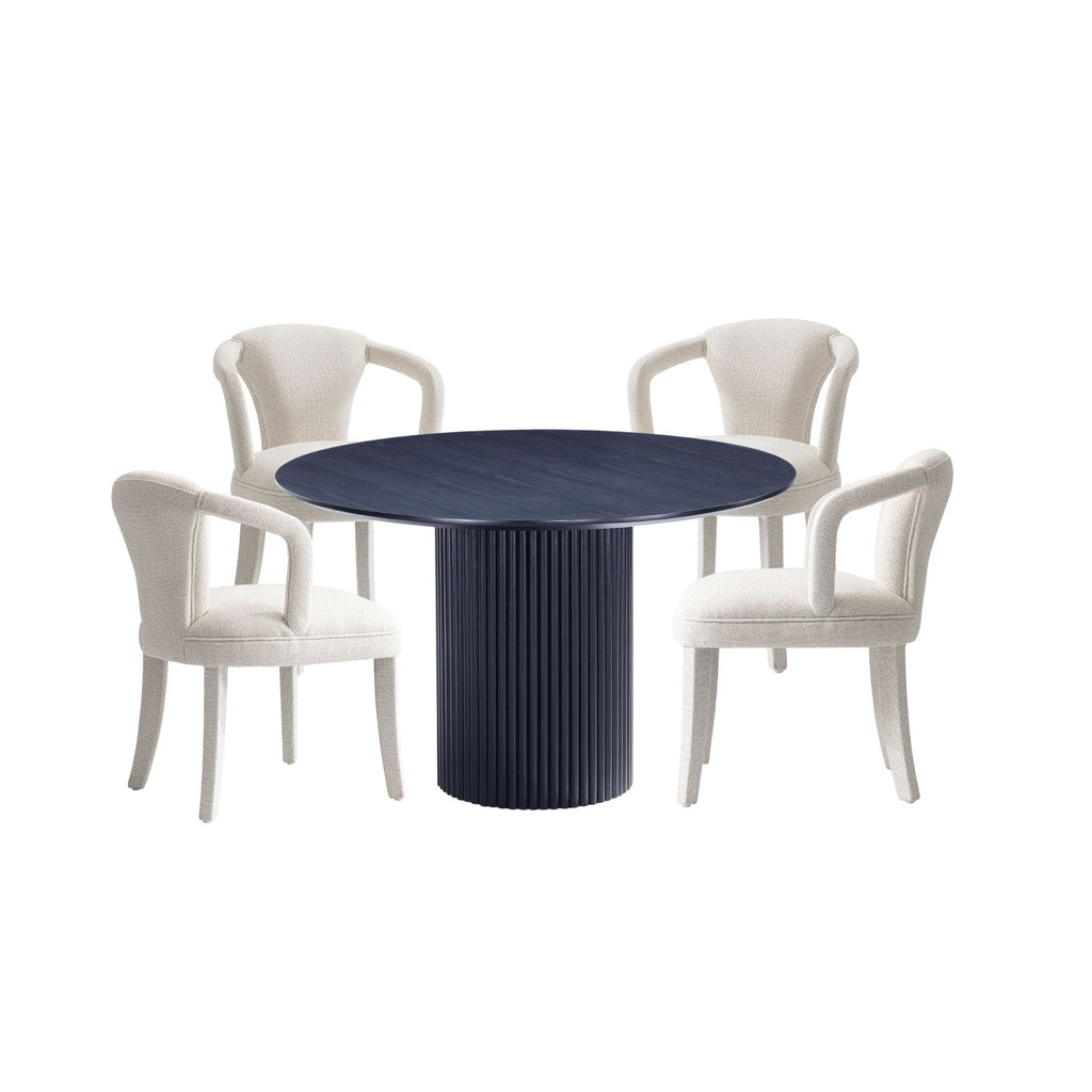 Manhattan Comfort Hathaway and Palmer Modern Industry Chic 5-Piece Dining Set in Silver Lining and Black