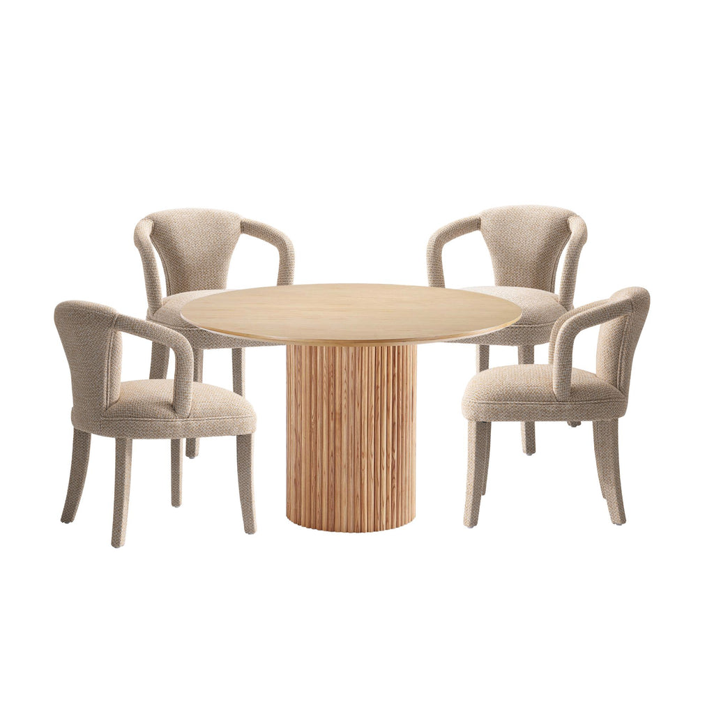 Manhattan Comfort Hathaway and Palmer Modern Industry Chic 5-Piece Dining Set in Ivory and Natural