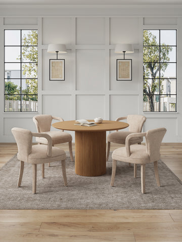 Manhattan Comfort Hathaway and Palmer Modern Industry Chic 5-Piece Dining Set in Ivory and Natural