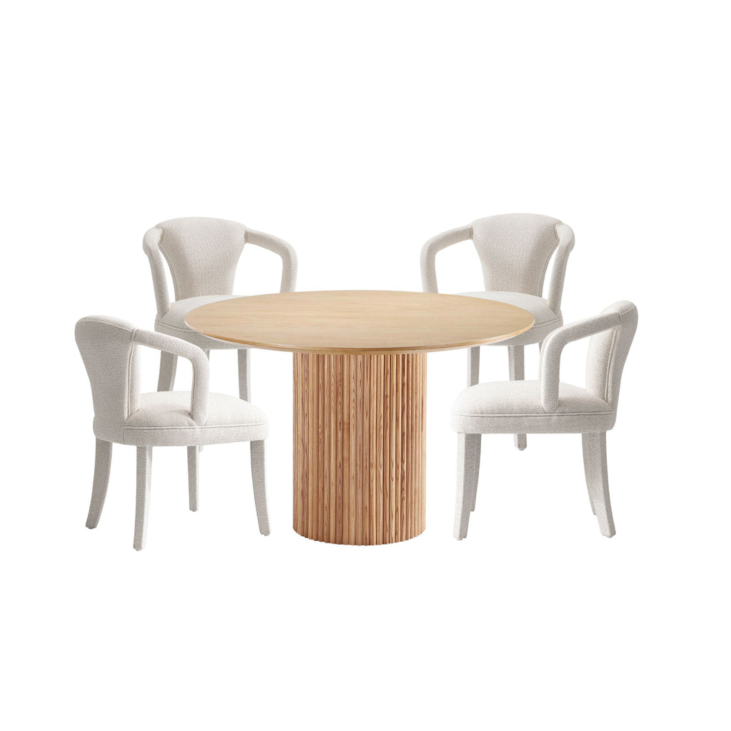 Manhattan Comfort Hathaway and Palmer Modern Industry Chic 5-Piece Dining Set in Silver Lining and Natural