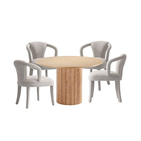 Manhattan Comfort Hathaway and Palmer Modern Industry Chic 5-Piece Dining Set in Gold Dust and Natural