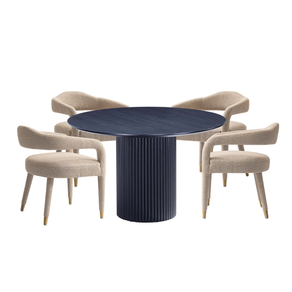 Manhattan Comfort Aspen and Hathaway Modern Industry Chic 5-Piece Dining Set in Silver Lining and Black