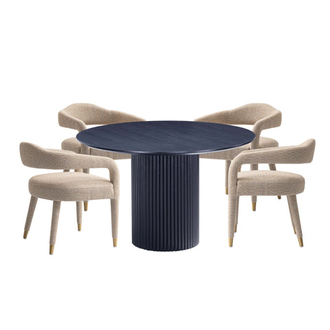Manhattan Comfort Aspen and Hathaway Modern Industry Chic 5-Piece Dining Set in Silver Lining and Black
