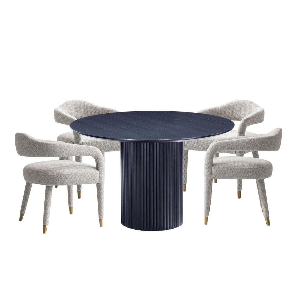 Manhattan Comfort Aspen and Hathaway Modern Industry Chic 5-Piece Dining Set in Gold Dust and Black