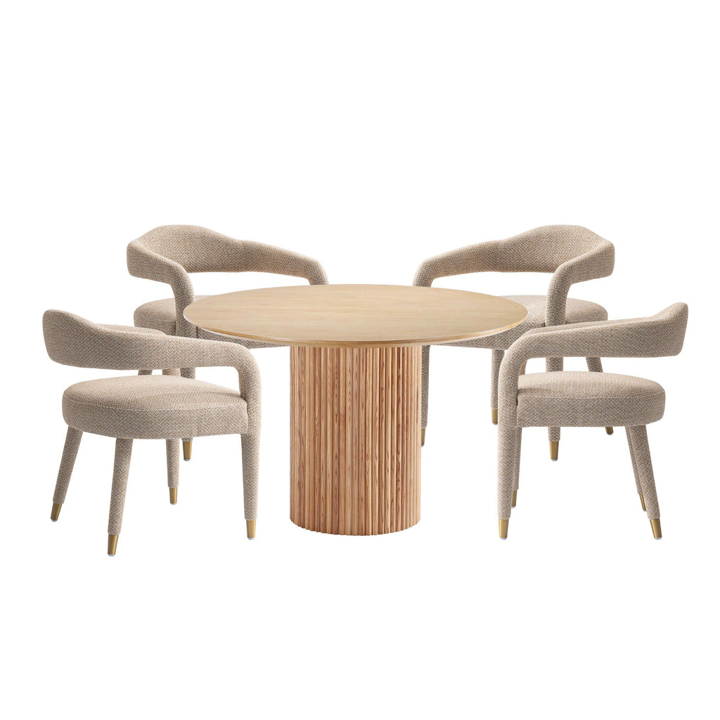 Manhattan Comfort Aspen and Hathaway Modern Industry Chic 5-Piece Dining Set in Silver Lining and Natural