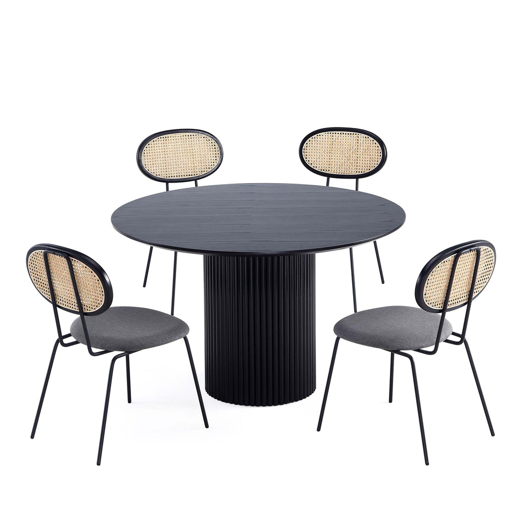 Manhattan Comfort Hathaway and Jardin Modern Industry Chic 5-Piece Dining Set in Black and Gray