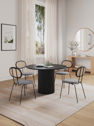 Manhattan Comfort Hathaway and Jardin Modern Industry Chic 5-Piece Dining Set in Black and Gray
