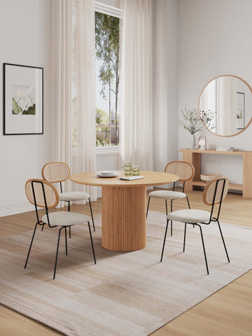 Manhattan Comfort Hathaway and Jardin Modern Industry Chic 5-Piece Dining Set in Oatmeal and Natural