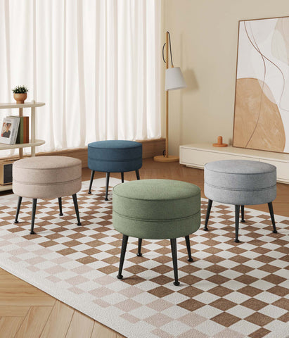 Manhattan Comfort Bailey Mid-Century Modern 1-Piece Accent Ottoman in Blue, Gray, Wheat and Sage Green