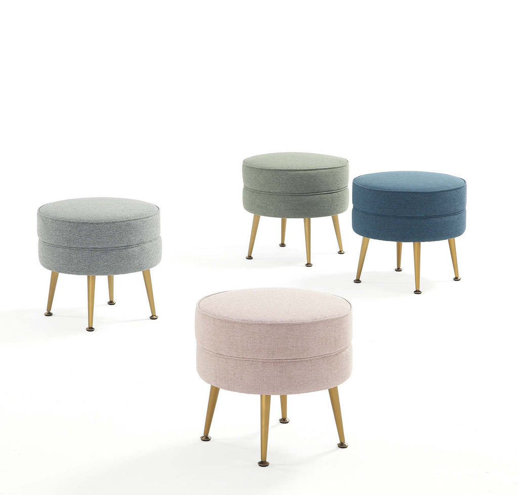 Manhattan Comfort Bailey Mid-Century Modern 1-Piece Accent Ottoman in Blue, Gray, Wheat and Sage Green