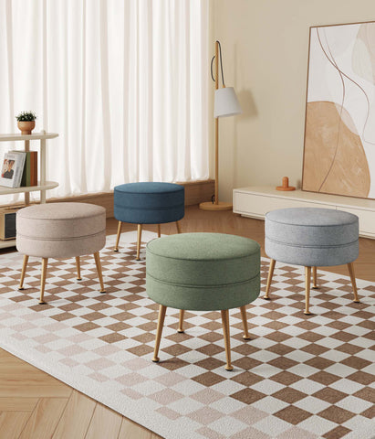 Manhattan Comfort Bailey Mid-Century Modern 1-Piece Accent Ottoman in Blue, Gray, Wheat and Sage Green