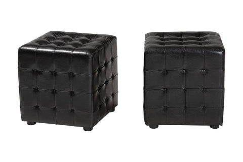 Baxton Studio Siskal Black Modern Cube Ottoman (Set of 2)