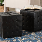 Baxton Studio Siskal Black Modern Cube Ottoman (Set of 2)