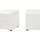 Baxton Studio Siskal White Modern Cube Ottoman (Set of 2)