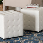 Baxton Studio Siskal White Modern Cube Ottoman (Set of 2)