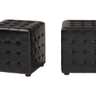 Baxton Studio Siskal Dark Brown Modern Cube Ottoman (Set of 2)