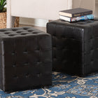Baxton Studio Siskal Dark Brown Modern Cube Ottoman (Set of 2)
