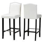Baxton Studio Libra White Modern Bar Stool with Nail Head Trim (Set of 2)