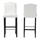 Baxton Studio Libra White Modern Bar Stool with Nail Head Trim (Set of 2)