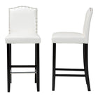 Baxton Studio Libra White Modern Bar Stool with Nail Head Trim (Set of 2)