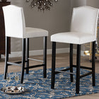 Baxton Studio Libra White Modern Bar Stool with Nail Head Trim (Set of 2)