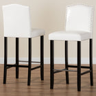 Baxton Studio Libra White Modern Bar Stool with Nail Head Trim (Set of 2)