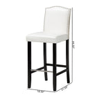 Baxton Studio Libra White Modern Bar Stool with Nail Head Trim (Set of 2)