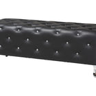 Baxton Studio Stella Crystal Tufted Black Leather Modern Bench
