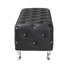 Baxton Studio Stella Crystal Tufted Black Leather Modern Bench