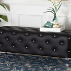 Baxton Studio Stella Crystal Tufted Black Leather Modern Bench