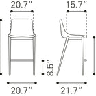 Zuo Magnus Counter Stool (Set of 2) White & Silver