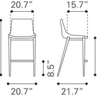 Zuo Magnus Counter Stool (Set of 2) Dark Gray & Black