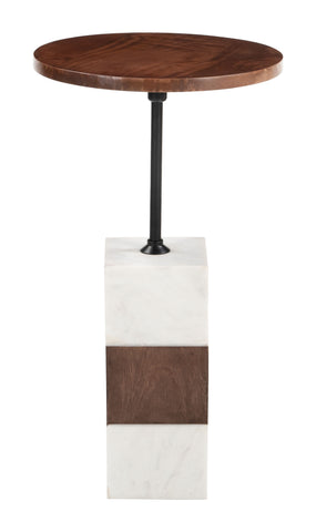 Zuo Stuk Side Table Brown & White