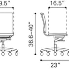 Zuo Lider Plus Armless Office Chair White
