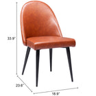 Zuo Silloth Armless Dining Chair (Set of 2) Brown