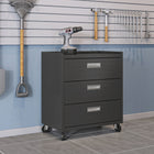 Manhattan Comfort Fortress Modern 30" Rolling Garage Cabinet in Charcoal Gray (3-Drawer)