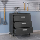 Manhattan Comfort Fortress Modern 30" Rolling Garage Cabinet in Charcoal Gray (3-Drawer)