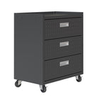 Manhattan Comfort Fortress Modern 30" Rolling Garage Cabinet in Charcoal Gray (3-Drawer)