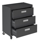 Manhattan Comfort Fortress Modern 30" Rolling Garage Cabinet in Charcoal Gray (3-Drawer)