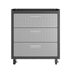 Manhattan Comfort Fortress Modern 30" Rolling Garage Cabinet in Dark Gray (3-Drawer)