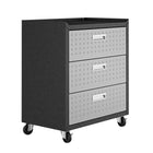 Manhattan Comfort Fortress Modern 30" Rolling Garage Cabinet in Dark Gray (3-Drawer)