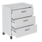 Manhattan Comfort Fortress Modern 30" Rolling Garage Cabinet in White (3-Drawer)