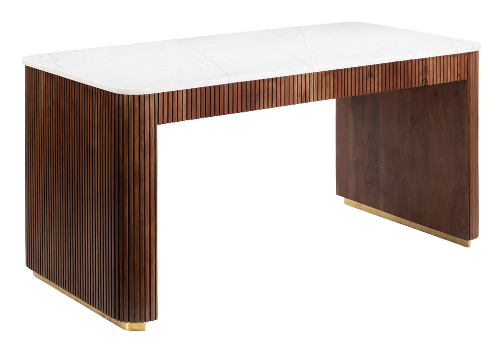 Zuo Obeah Desk White & Walnut