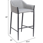 Zuo Andover Barstool Slate Gray