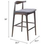 Zuo Tuzka Barstool (Set of 2) Gray & Espresso