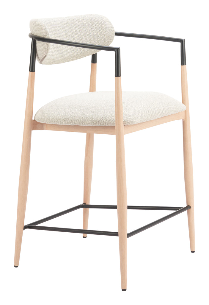 Zuo Equinox Counter Stool Oyster Gray & Natural